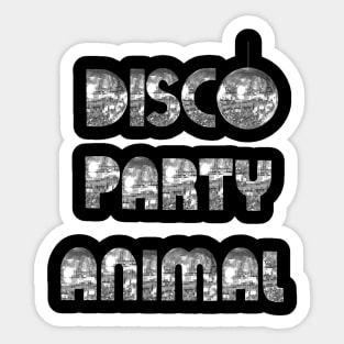 Disco Party Animal 1970s Silver Sticker